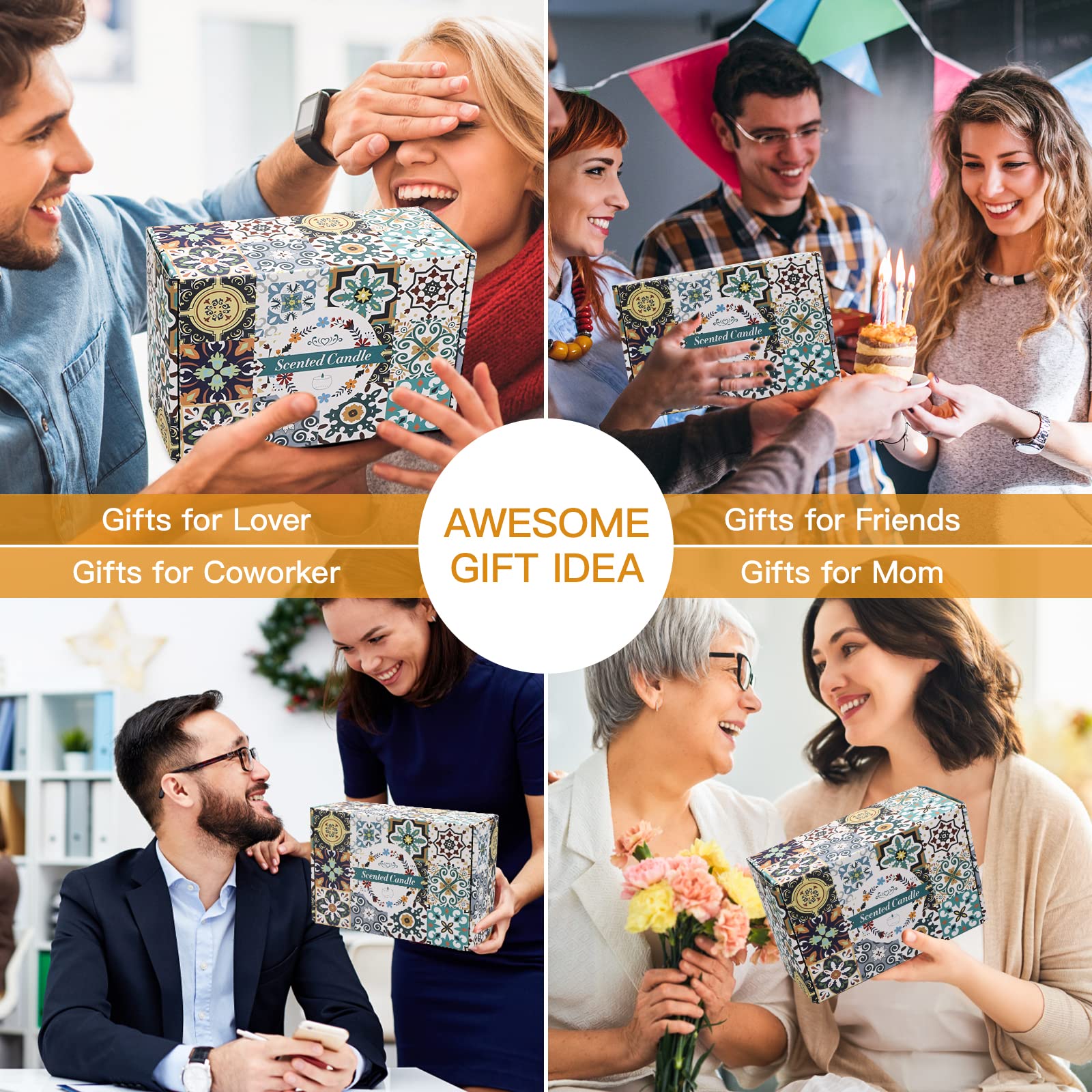 10 Pack Scented Candles Gifts, Aromatherapy Candles for Home Scented with 2 Coasters